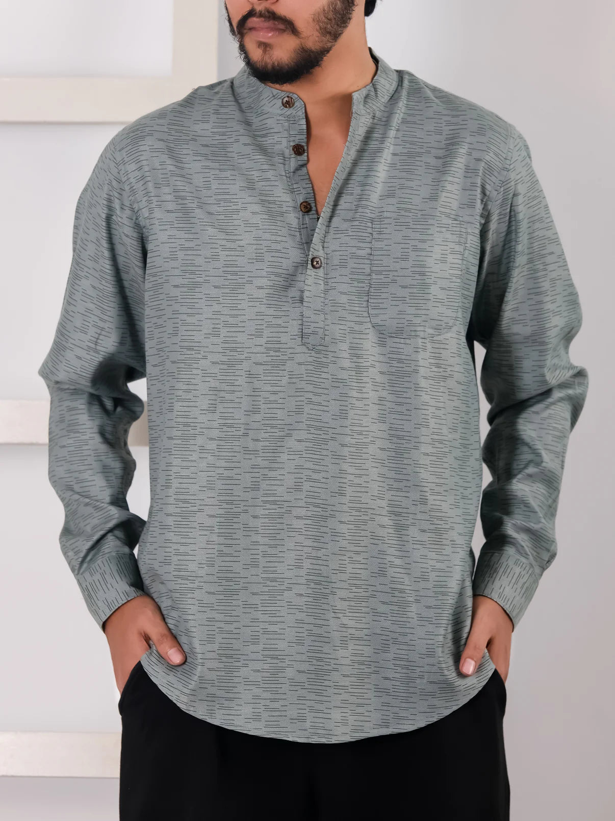 Premium Remi Cotton Katua - Ash Pattern