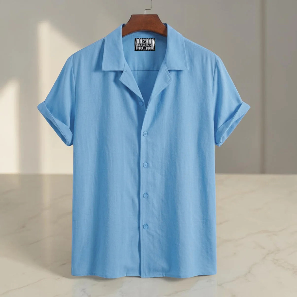 Cuban Half Sleeve Shirt - Sky