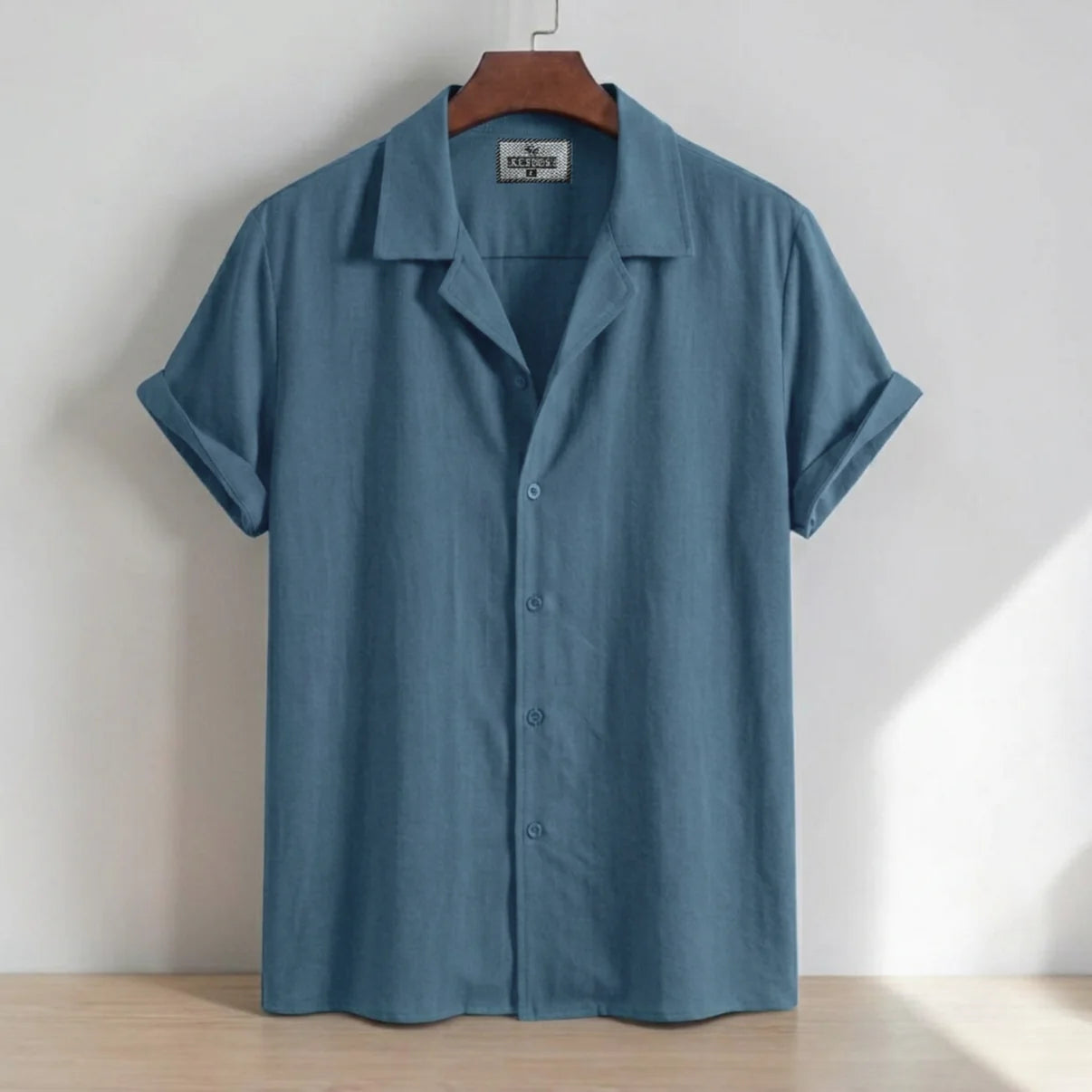 Cuban Half Sleeve Shirt - Steel Blue