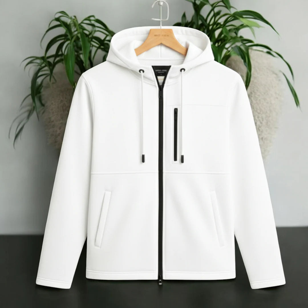 Men's Premium Full Zip Hooded Jacket - White