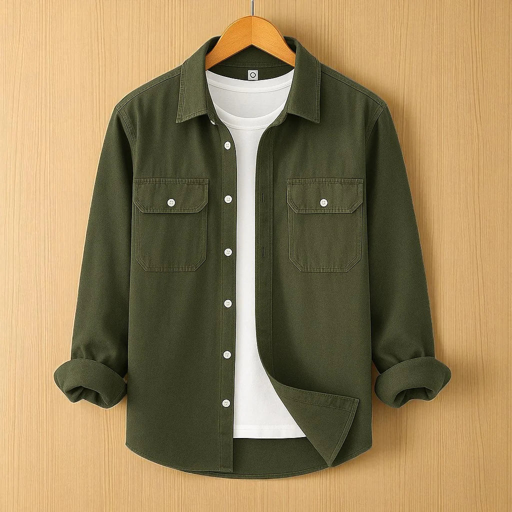Full Sleeve Two Pocket Cotton- Olive
