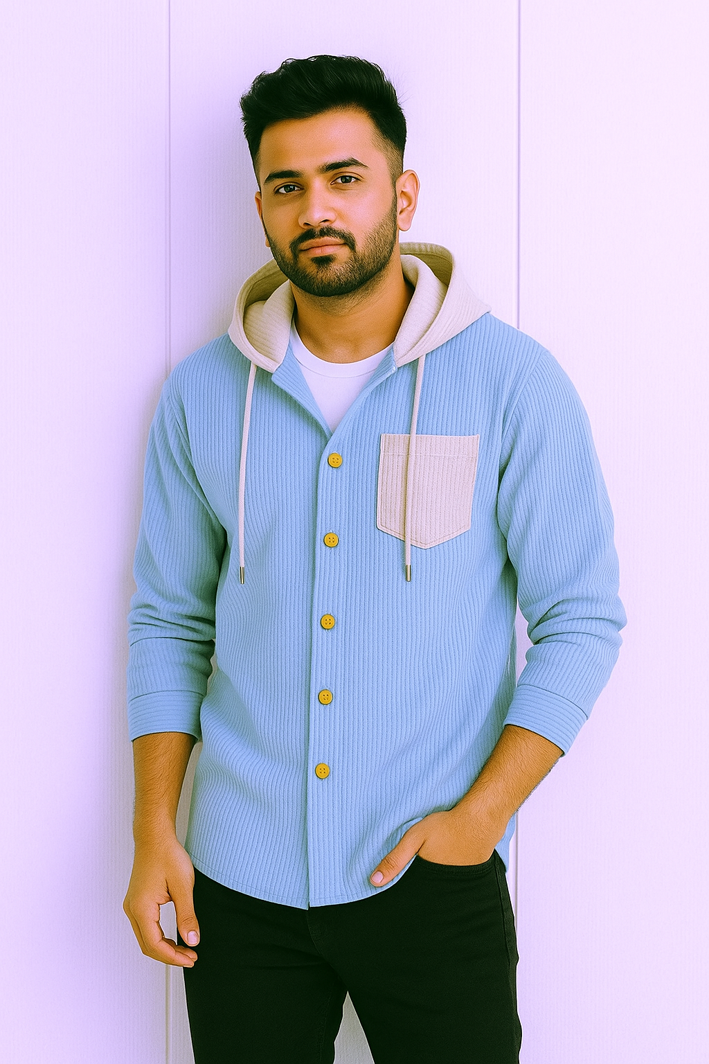 Men's Jackets Cord Hoodei Shirt