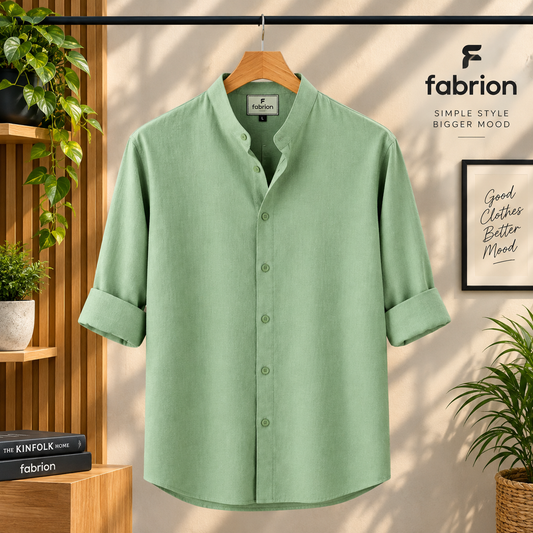 Zafran Band Collar Shirt - Lemon