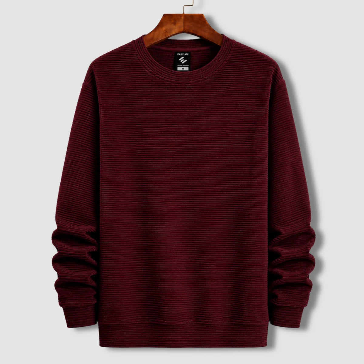Premium Cord Textured Sweatshirt - Burgundy