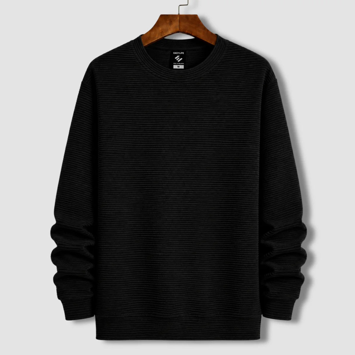 Premium Cord Textured Sweatshirt - Black