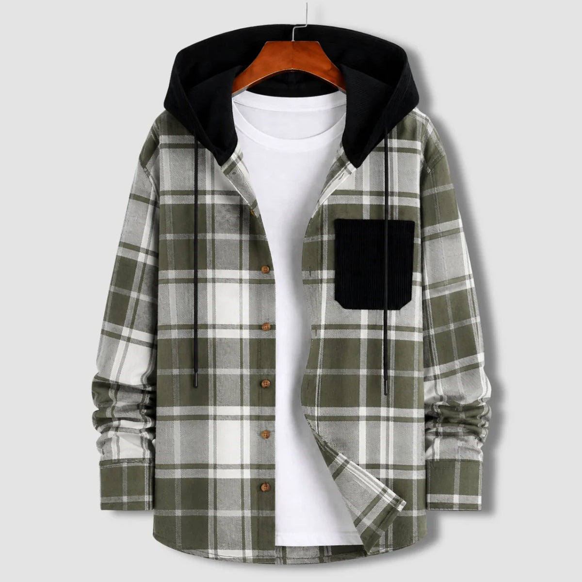 Flannel Check Hooded Jacket - F7