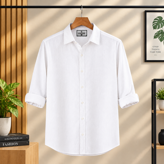 Premum Zafran Full Sleeve Shirt - White