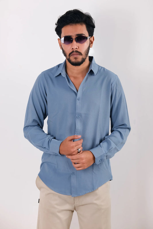 Premium Cherry Cottom Shirt - Lite Sky Blue