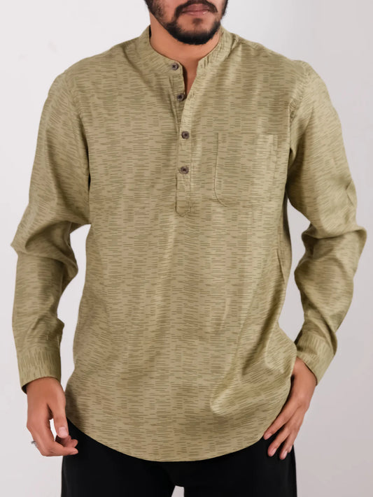 Premium Remi Cotton Katua - Olive Green Textured