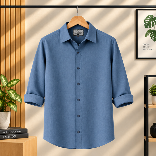 Premum Zafran Full Sleeve Shirt - Light Sky