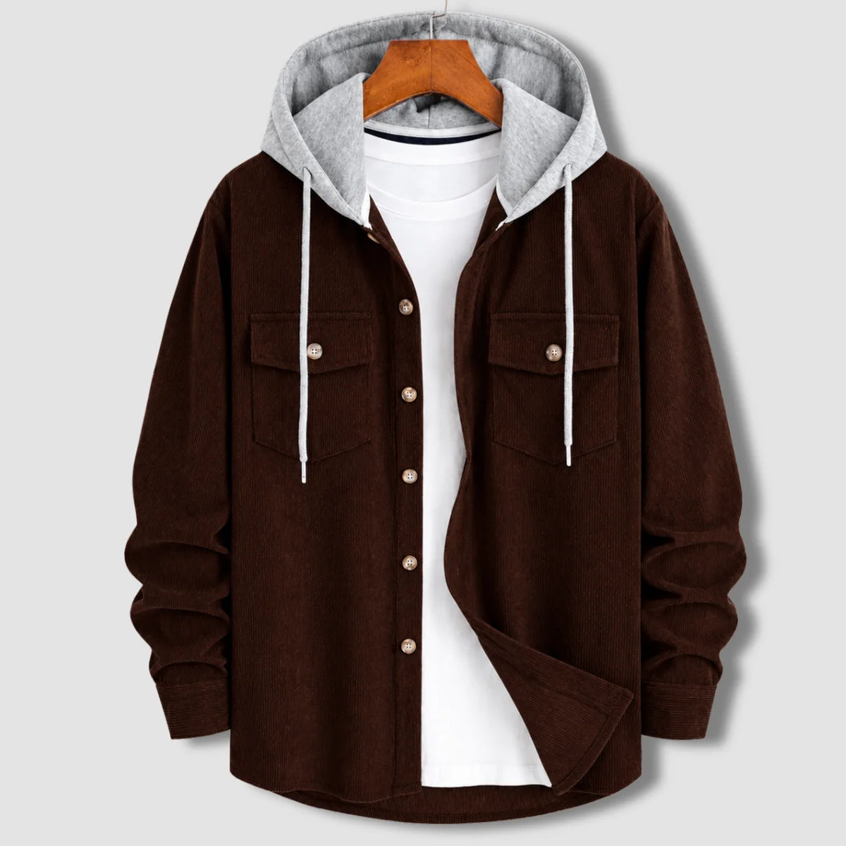 Signature Cord Hoodie - Chocolate