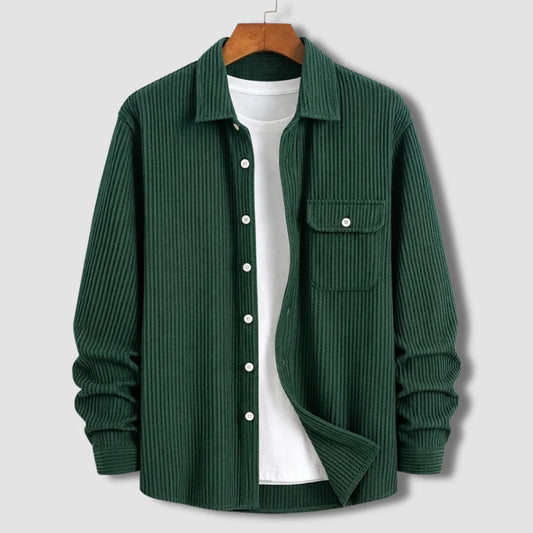 Waffle Textured Shirt - Bottle Green