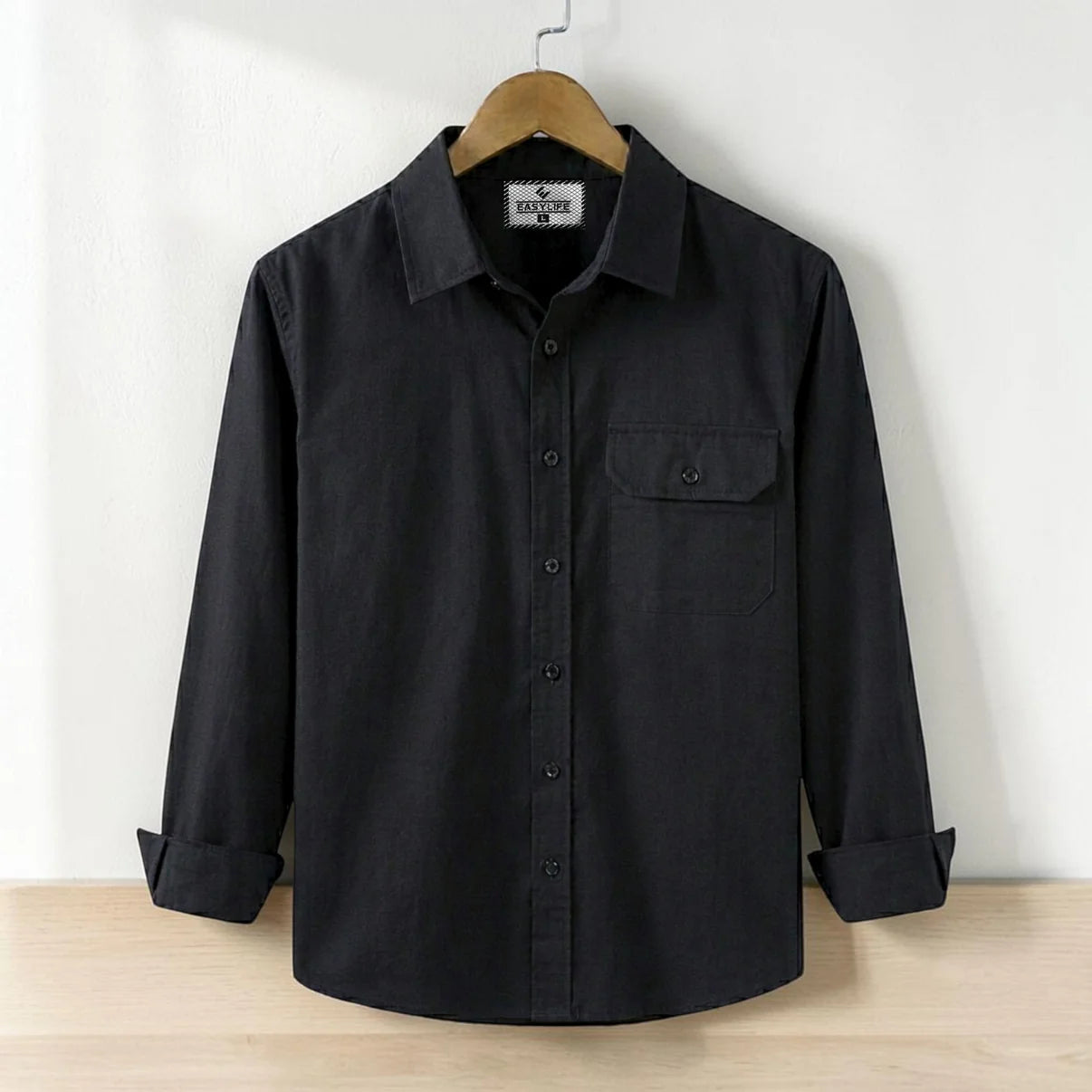 Premium Single Pocket  Shirt - Black