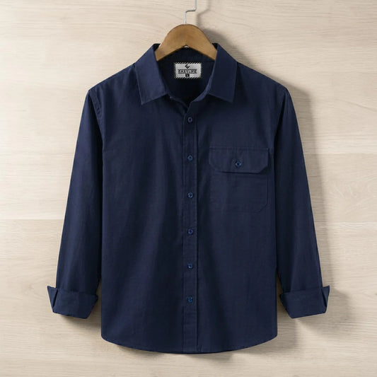 Premium Single Pocket  Shirt - Navy