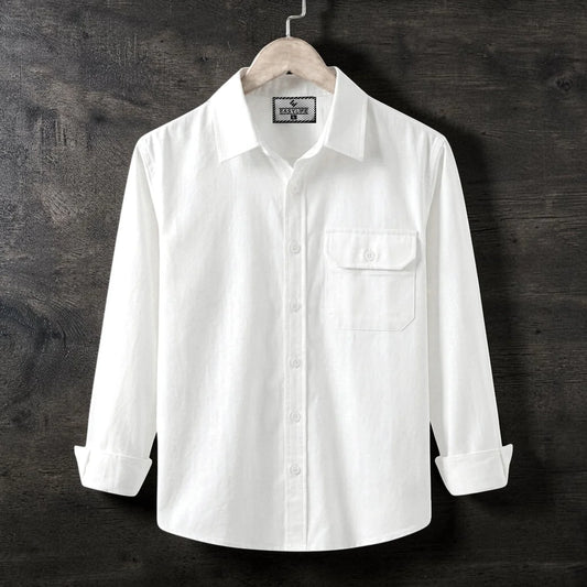 Premium Single Pocket  Shirt - White