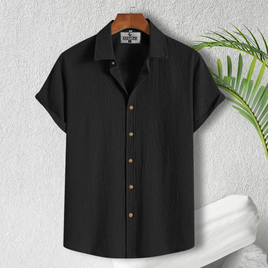 Zafran Half Sleeve Casual Shirt - Black