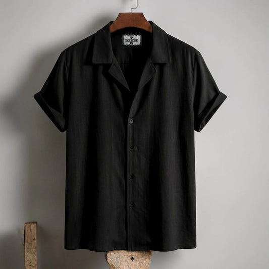 Cuban Half Sleeve Shirt - Black