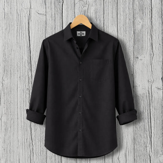 Fine Casual Cotton Stripe Shirt – Black