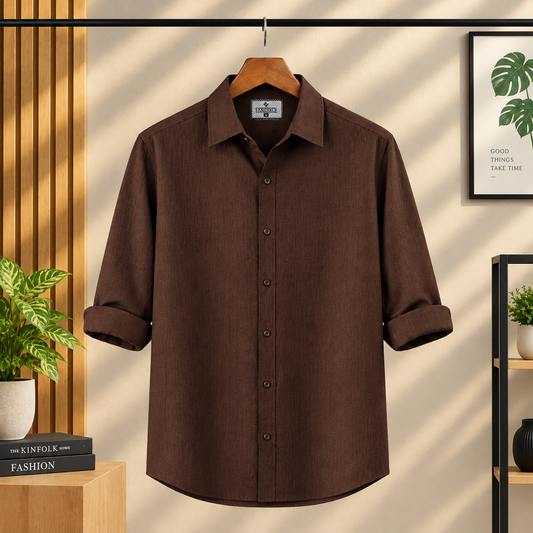 Premum Zafran Full Sleeve Shirt - Chocolate