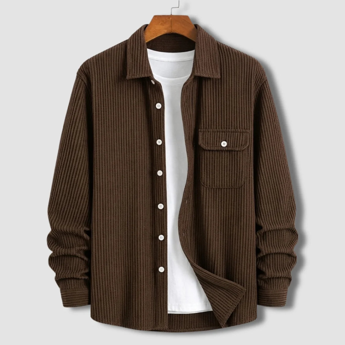Waffle Textured Shirt - Chocolate