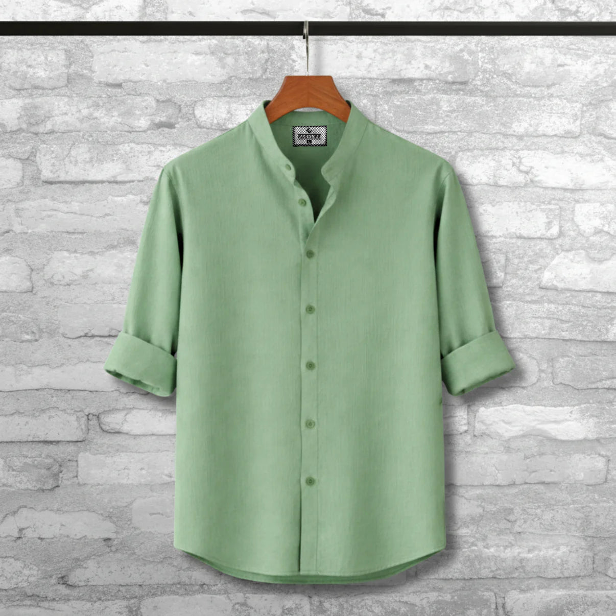 Zafran Band Collar Shirt - Lemon