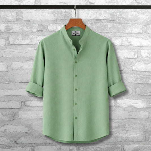 Zafran Band Collar Shirt - Lemon