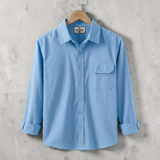 Premium Single Pocket  Shirt - Sky