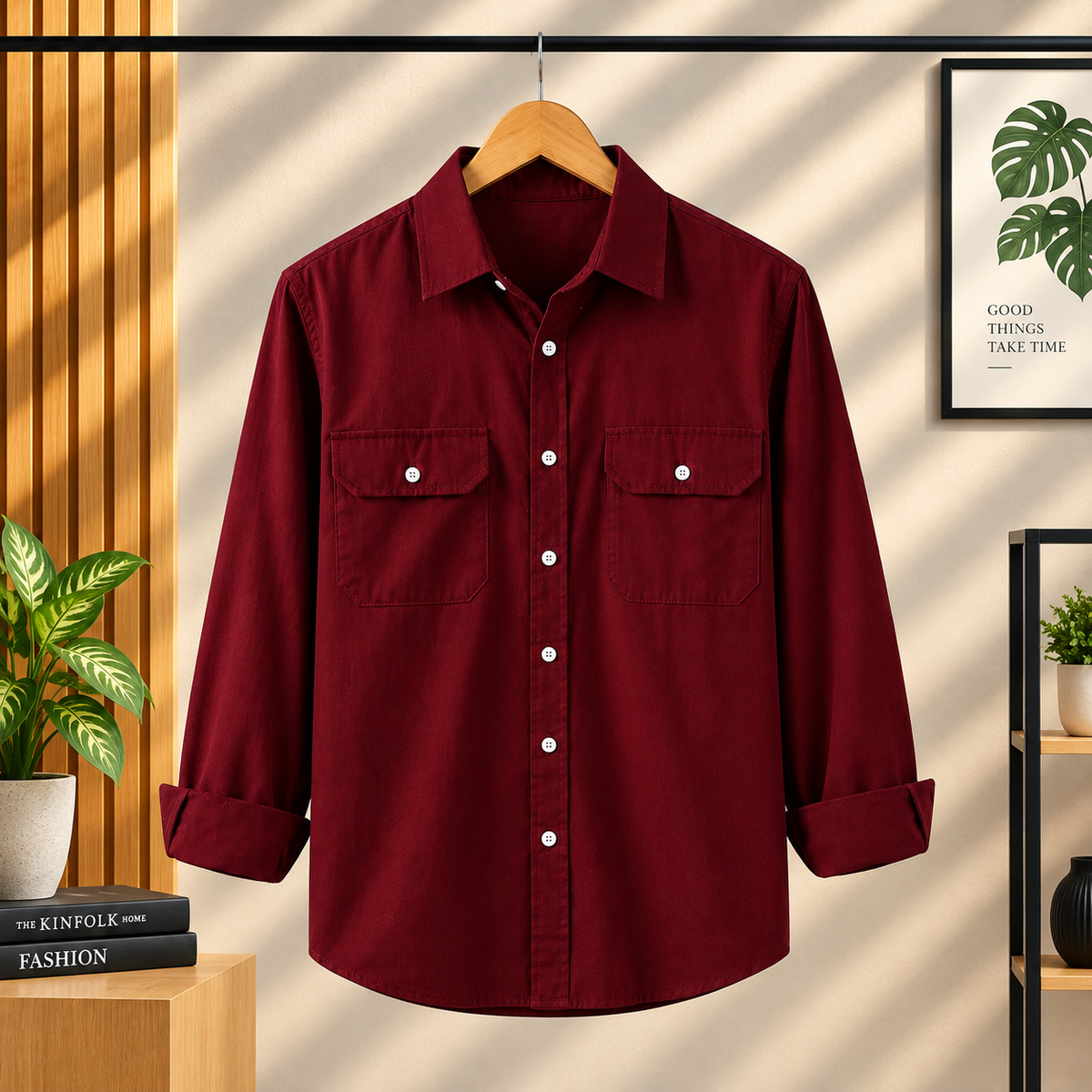 Full Sleeve Two Pocket Shirt-Marron