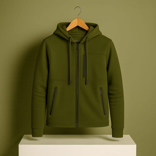 Men's Premium Full Zip Hooded Jacket -olive
