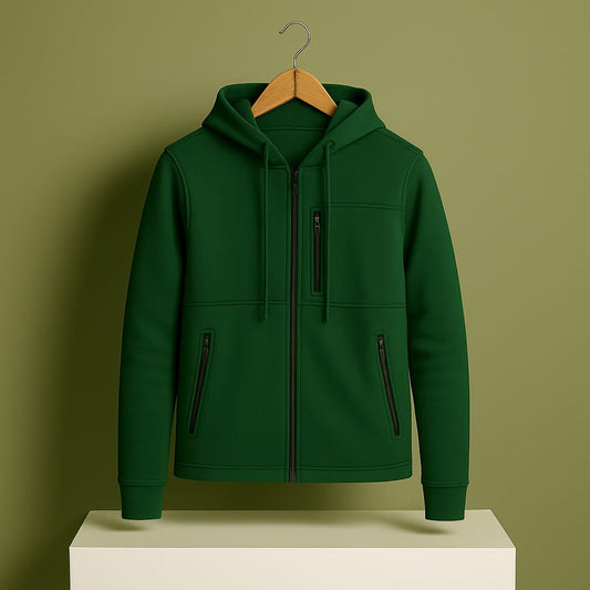 Men's Premium Full Zip Hooded Jacket - Bottle Green