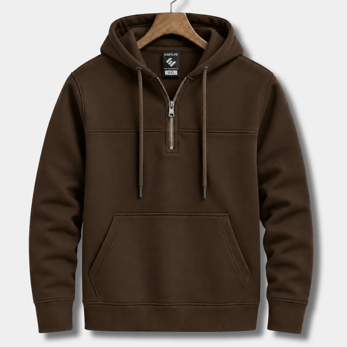 Classic Half-Zip Hoodie - Chocolate