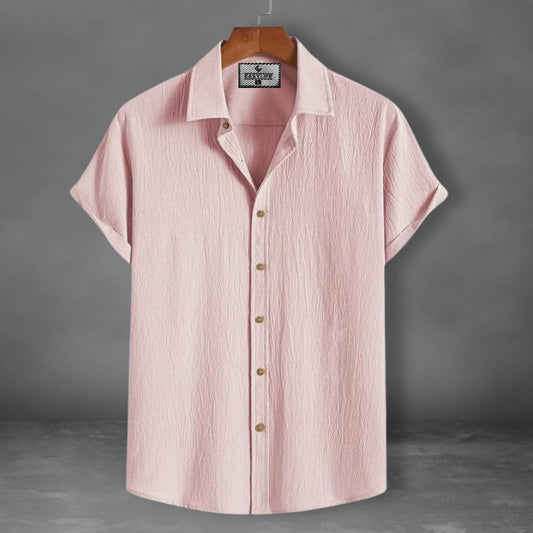 Zafran Half Sleeve Casual Shirt - Lite Pink