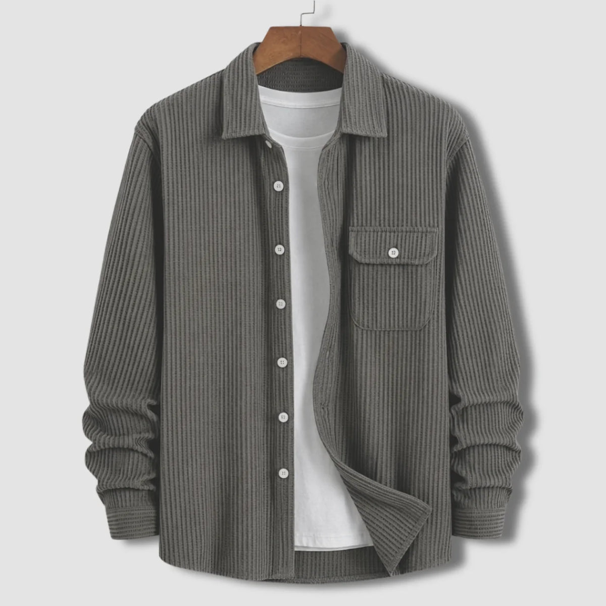 Waffle Textured Shirt - Ash / Grey