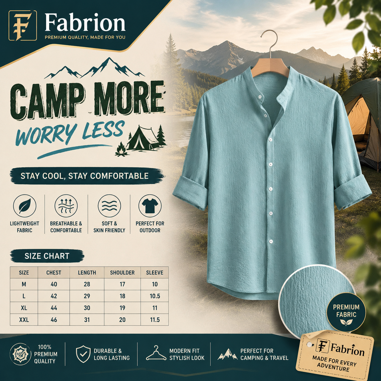Zafran Band Collar Shirt - Sea Green