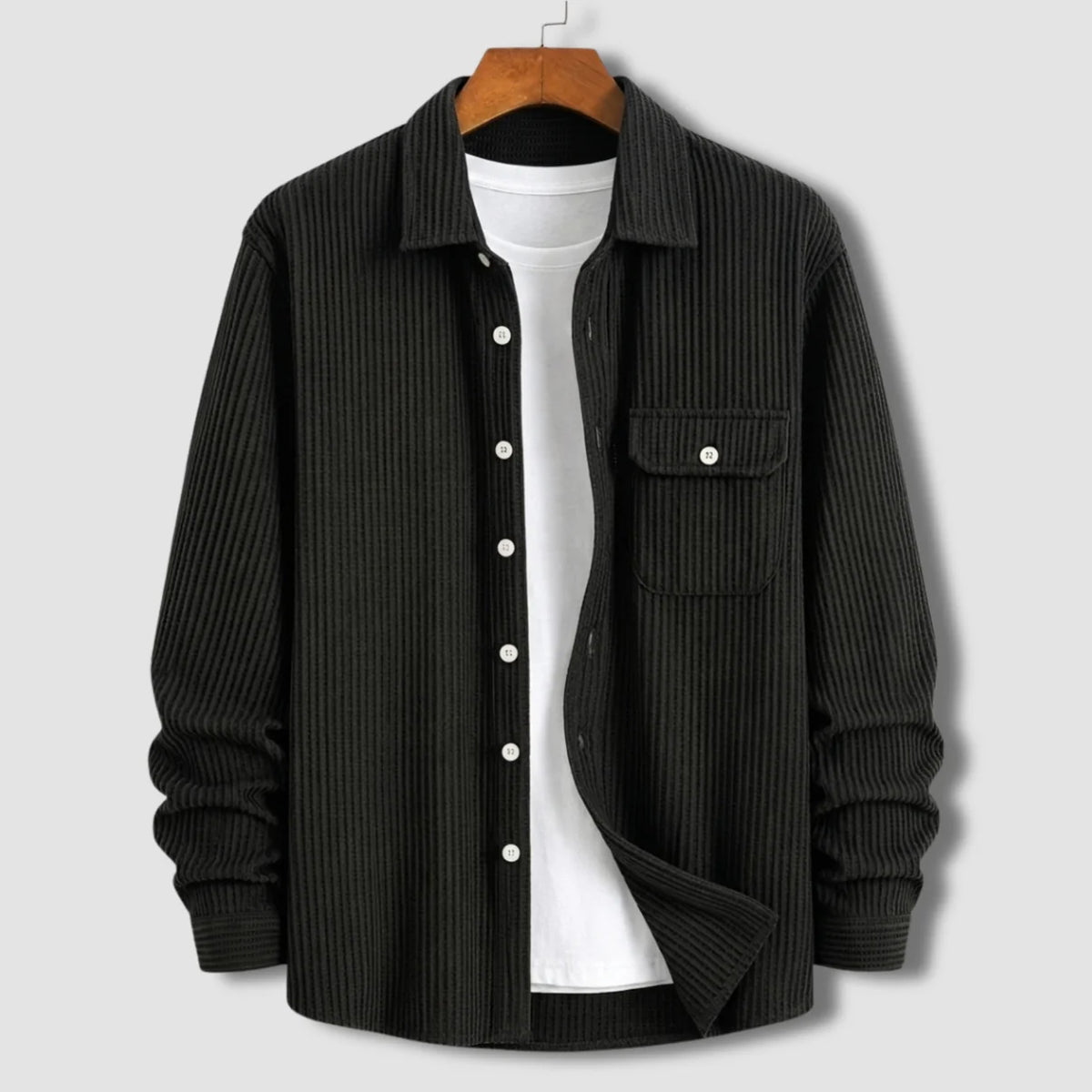 Waffle Textured Shirt - Black