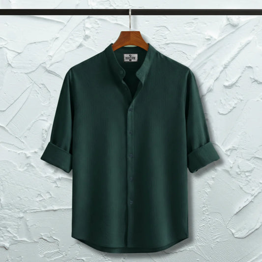 Zafran Band Collar Shirt -Teal