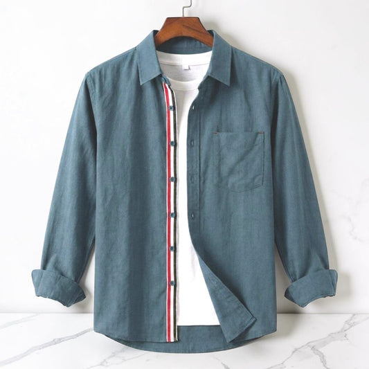 Contrast Placket Full Sleeve Shirt - Steel Blue