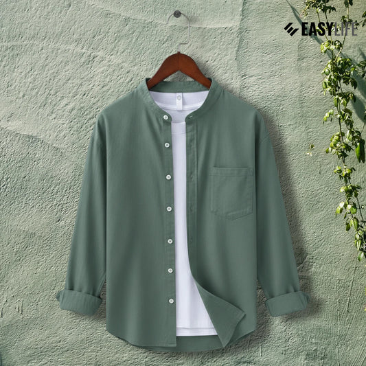 Bend collar full sleeve casual shirt - See green