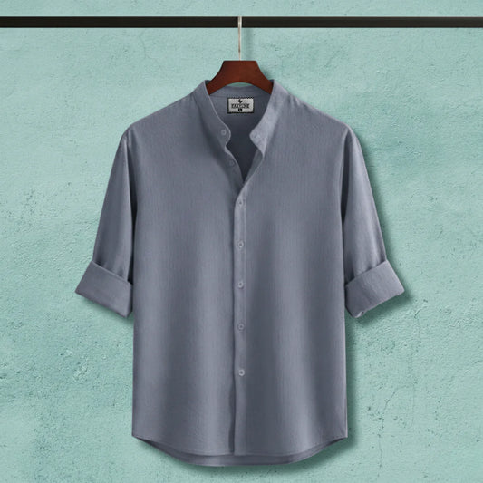Zafran Band Collar Shirt - Ash
