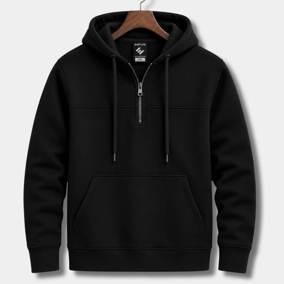 Classic Half-Zip Hoodie - Black