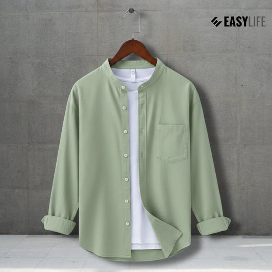 Bend collar full sleeve casual shirt - Lemon