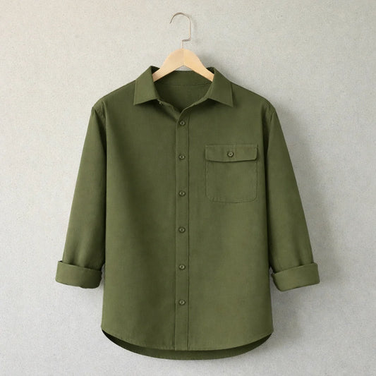 Premium Single Pocket  Shirt - Olive