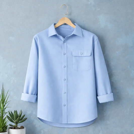 Premium Single Pocket  Shirt - Sky