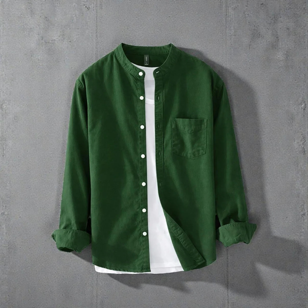 Bend collar full sleeve casual shirt - Green