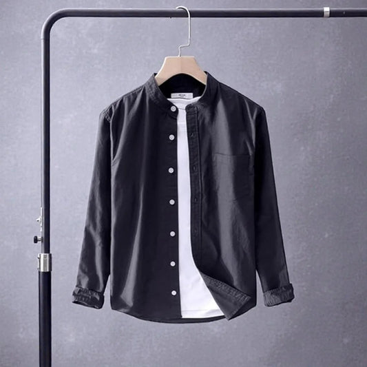 Bend collar full sleeve casual shirt - Black