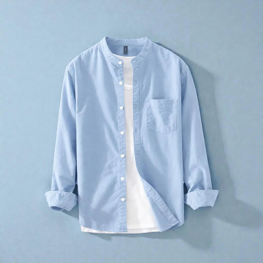 Bend collar full sleeve casual shirt - Sky