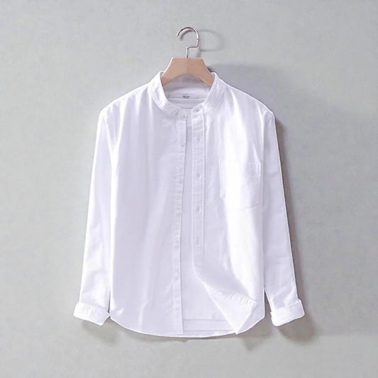 Bend collar full sleeve casual shirt - White