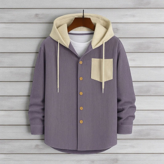 Men’s Cord Hoodie Shirt - Light Onion