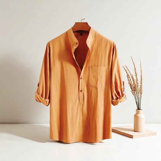 Full Sleeve Luxury Cotton Katua-Mustard