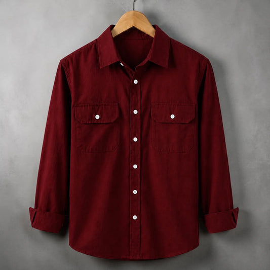 Full Sleeve Two Pocket Shirt-Marron